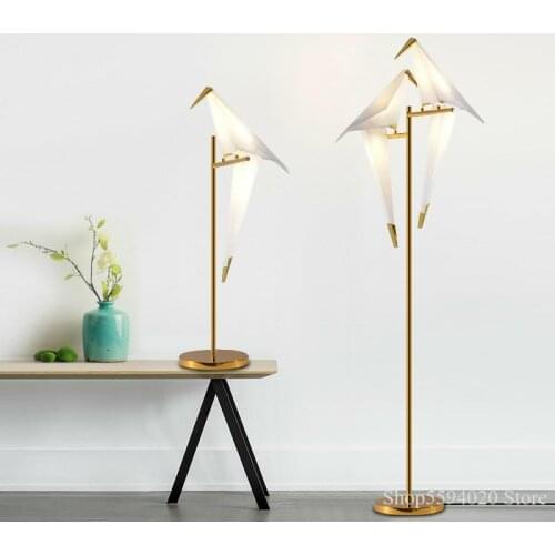 European design bird paper floor lamp postmodern bedroom bedside lamp living room sofa vertical table lamp bird paper floor lamp