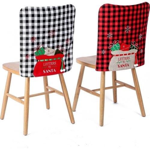 Christmas Decor Plaid Fabric Chair Cover Envelope Festival Party Home Decor Dining Chair Backrest Covers Xmas Decoration