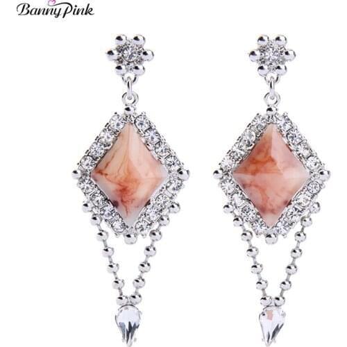 Banny Pink Chunky Geo Resins Post Earrings For Women Vintage Alloy Statement Post Earrings Fashion Jewelry Pendientes Bijoux