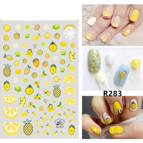 Self-adhesive 3D Stickers for Nails Lemon Pineapple Fruit Nail Art Decorations Small Size Fashion Stickers Women Girl Nail Foils