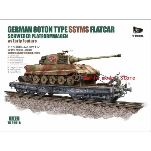 T-MODEL TK3501AG 1/35 German 80ton Type SSYMS Flatcar Schwerer Platformwagen