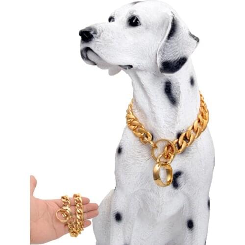 Pet Supplies Dog Chain Dog Collar Fashionable Stainless Steel Slide Adjustment Size Dog Accessories Safety Training Rope 15mm