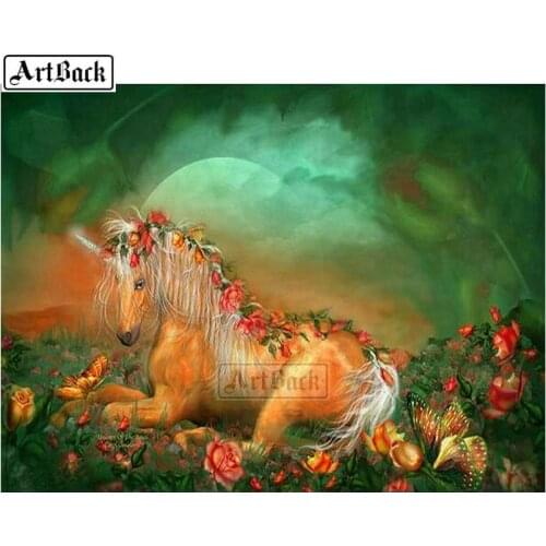 Animal 5d diy diamond painting unicorn kit full square round drill sewing artwork 3d diamond embroidery rhinestone mosaic SE136