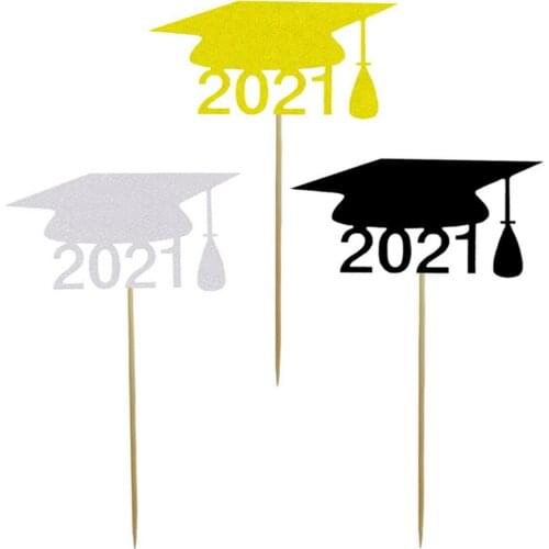 10pcs/bag 2021 Ph.D. Cap Graduation Card Cake Decoration Graduation Party Decoration Flag Background Props Wholesale
