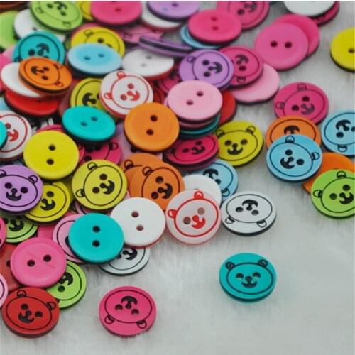 100pcs Mix Color Bear Plastic Button DIY sewing appliques crafts notion PT08