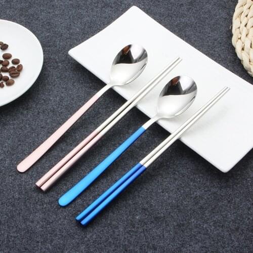304 Stainssteel Cutlery Set Korean Spoon and Chopsticks Portable Flatware