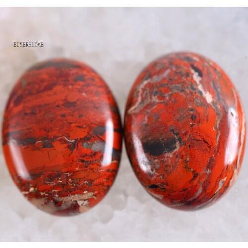 2Pcs/Lot 22x30MM Oval Natural Stone Bead Breciated Jaspers CAB Cabochon For Jewelry Making DIY Bracelet Necklace K528