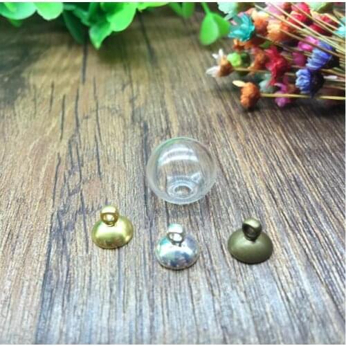20sets/lot 14*4mm ball glass globe 8mm beads cap jewelry findings fashion charms DIY glass bottle vial pendant necklace pendant