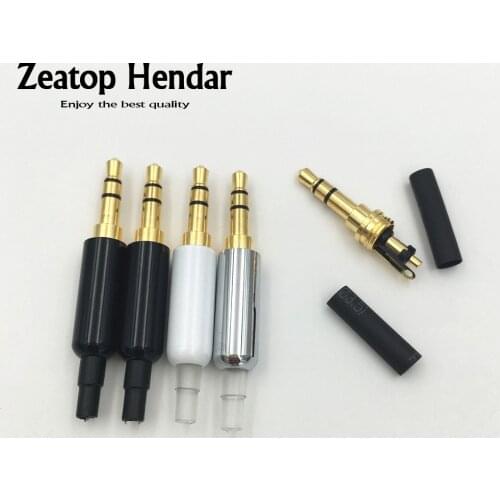 4Sets 3.5mm Stereo 3 Pole Male Jack +Tail Plug + HeatShrink Tube for DIY Headset Earphone or Used for Repair Earphone