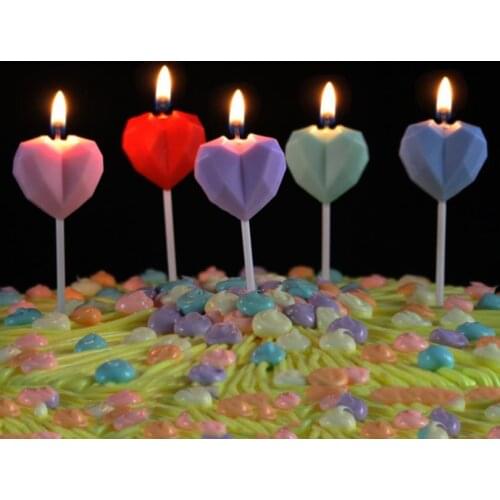 Diamond Love Birthday Candle Creative Heart Shaped Smokeless Cake Candle for Birthday Banquet Proposal Marriage Wedding Party SN