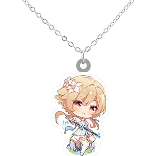 Anime Genshin Impact New Resin Pendants Necklaces Chinese Cartoon Game Player Diluc Klee Women Choker Fashion Gifts