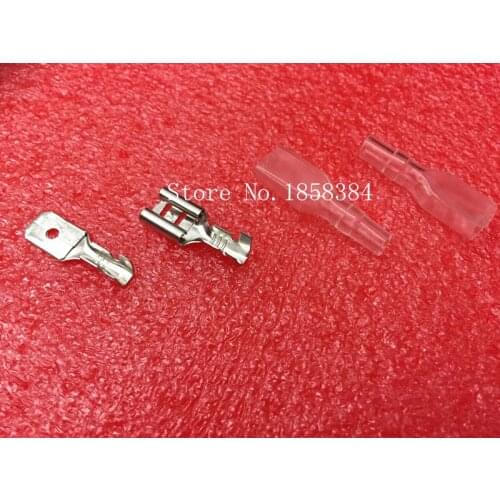 Free shipping 200sets/lot 6.3mm Crimp Terminal Female Spade Connector +Male Spade Connector+ Case