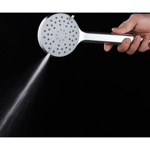 12cm Large Panel 5-gear Pressurized Shower Head One-button Water Stop Shower Shower Head and Spray Gun Bathroom Shower Set