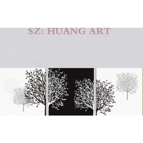 Black and white combination modern abstract great large oil painting art painting 3p oil painting of the sitting room deco