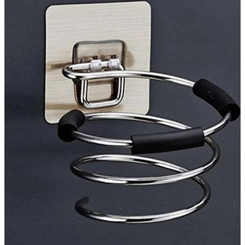 304 stainless steel hair dryer holder solid and anti-rust storage device wall-mounted nail-free bathroom screw bracket