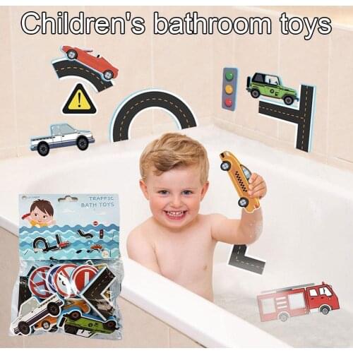 Childrens Bathroom Toys Flexible Road Track Car Stick Sticker Education Funny Toys Water Early DIY Puzzles Baby Toy Bath Toy