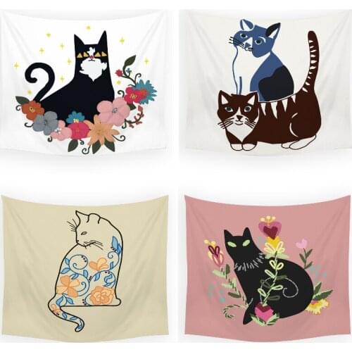 Cartoon cat home decor dorm room decor bohemian decor pink tapestry tapestry wall anime boho wall macrame wall hanging tapestry