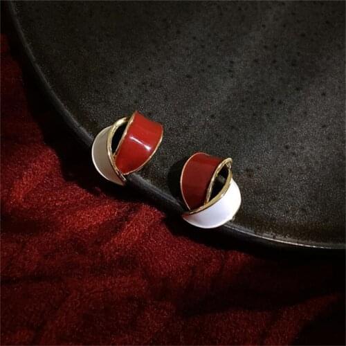 European and American fashion popular eardrop Korean version contracted double circular arc electroplating earrings retro style