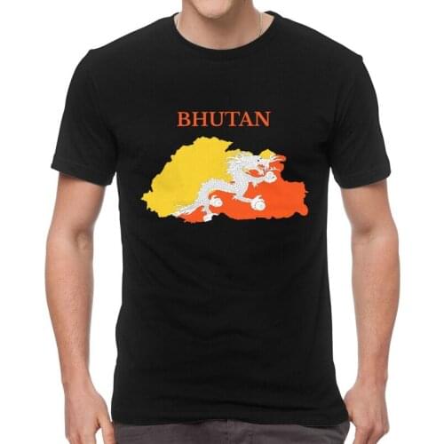 Mens Bhutan Map Flag T-Shirt Graphic Tshirt Short Sleeve Cool T Shirt Homme Cotton Tee Gift Idea