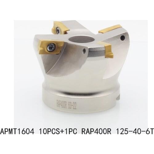 1PC RAP400R 125 40 6T +10PCS APMT1604 Milling holder carbide Insert Face Mill Shoulder Cutter For Milling cutter Machine