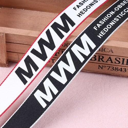 New 10M 2.5CM Width Black Letter Grosgrain Ribbons Garment Trousers Side Decoration Packages Bags Bow Hat Diy Sewing Accessorie