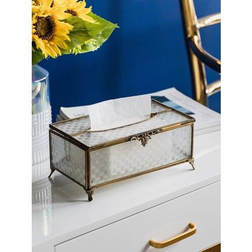 Creative Container Square Tissue Box Glass Nordic Storage Toilet Baby Wipes Case Rolling Servilletero Tissue Boxes BY50TB