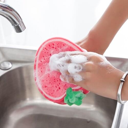 Kitchen Washing Dish Towel Fruit Shape Rags Thicken Scouring Pad Sponge Cloth Home Cleaning Dishcloths for Dorm,Bar,Bathroom