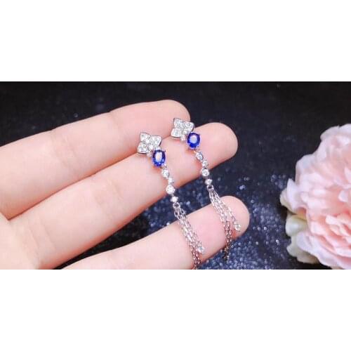 The Best Gift for Your loved wife Sapphire Earrings 925 Sterling Silver Fine Elegant Jewelry for Women Earring