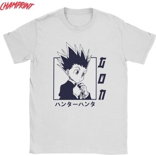 Mens T-Shirt Gon Freecss Hunter X Hunter Fun Cotton Tee Shirt Short Sleeve Anime T Shirts Crew Neck Clothes 4XL 5XL