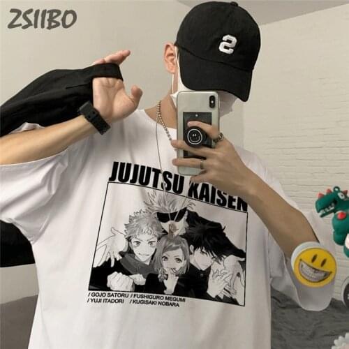 Jujutsu Kaisen Harajuku Mens tshirt Yuji Itadori Gojo Satoru Unisex T Shirt Cartoon Anime Casual T-shirt Male Streetwear Tops