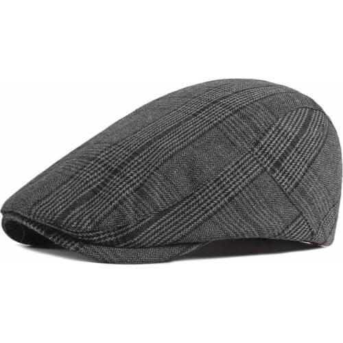 Spring and Summer Mens Beret Fashion Plaid Cap Unisex British Fashion Art Forward Hat