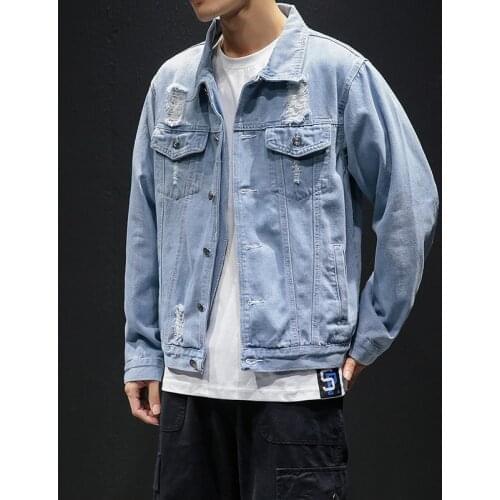 Korean Spring and Autumn New Fashion and Comfortable Mens Handsome Washed Old Denim Jacket Plus Size Casual Jacket