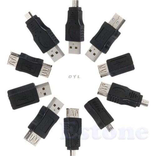 New 10Pcs/set OTG 5pin F/M Mini Changer Adapter Converter USB Male to Female Micro USB Adapter USB Gadgets Adapter Convertor