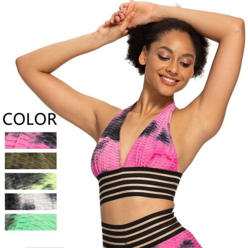 New Tie Dye Yoga Bra Running Backless Sports Bra Workout Women Brassiere Fitness Push up Breathable Underwear Quick-dry Gym Top