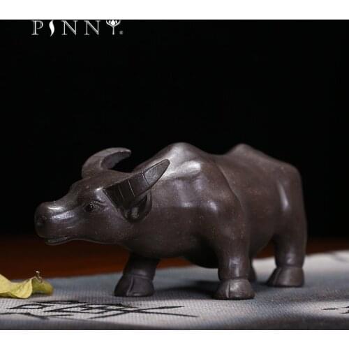 PINNY Purple Clay Cow Statue Decorative Statues For Home Purple Sand Figurines Ceramics Tea Pet Home Decoration Accessories
