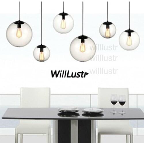 Modern fashion Crystal Ball yc clear glass hanging lighting Modern glass pendant lamp Vintage bulb Dining Lving Room Bar Light