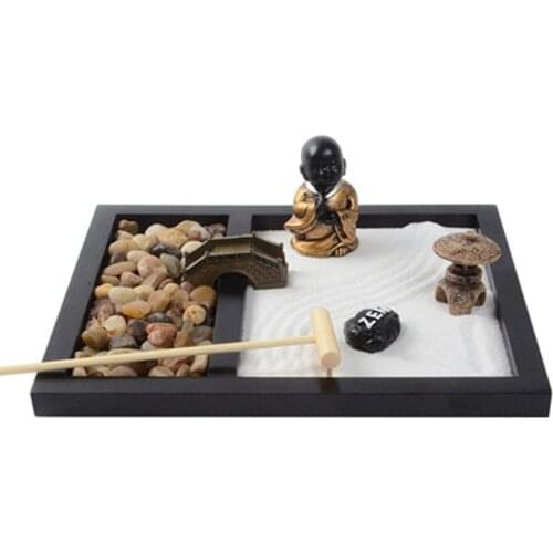 Elaborately Statue Buddha Zen Garden Sand Fengshui Figurines Meditation Peaceful Relaxation Yoga Home Decor