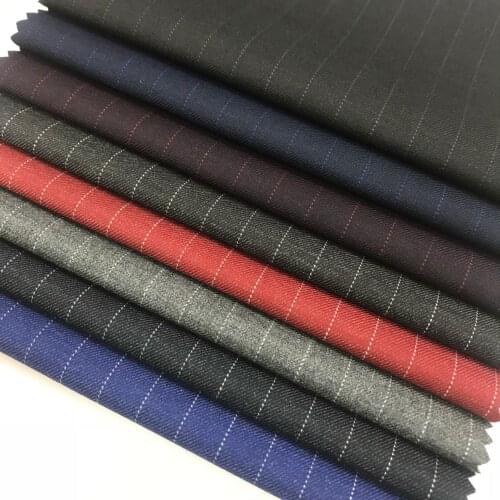 Stretch Tr Striped Woolen Fabric Shuttle Fabric Uniform Fabric Vertical Stripe Spring and Autumn Fashion Suit Fabric