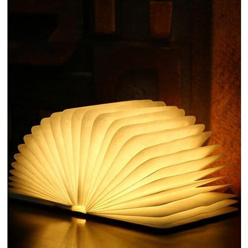 LED Foldable Wooden Book Shape Desk Lamp Nightlight Booklight for Home Decor Warm White Light Drop Shipping