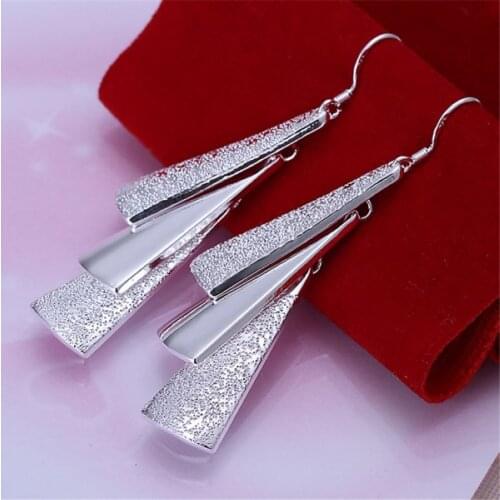 Retro triangle charms earrings beautiful silver color jewelry for women lady gift wedding party nice cute jewelry , E015