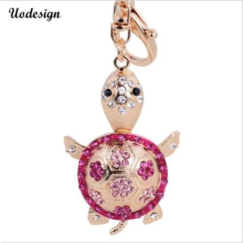 Uodesign Cute tortoise Branch White Crystal Charm Purse Handbag Car Key Keyring Keychain Party Wedding Birthday Gift