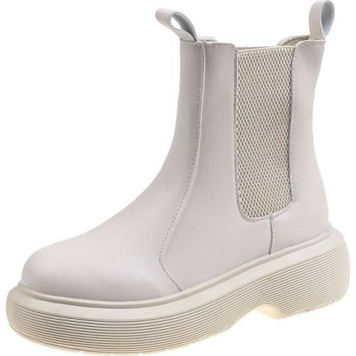 Platform Woman Shoes Lady Boots High Heels Punk Ankle Solid Good Quality Martin Boots Women Slip On Thick Bottom Ankle Boots