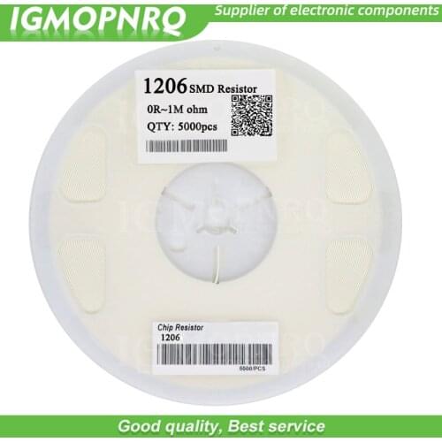 1Reel 5000PCS 1206 0R ~ 10M SMD resistor 1/2W 0 1 10 100 150 220 330 ohm 1K 2.2K 10K 100K 0R 1R 10R 100R 150R 220R 330R ohm
