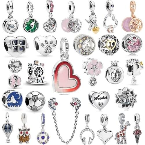 1Pcs New Red Heart Angel Pendant Fits Original Pandora Charm Bracelet Necklace DIY Lady Jewelry Gifts