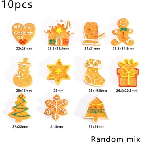 10Pcs Mini Flatback Christmas Resin Ornament Crafts Cabochon For Scrapbooking Kid Toys Gift DIY Embellishments Accessories