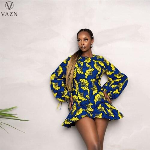 VAZN 2021 Early Autumn Latest Style Vintage Sexy Young Office Lady Full Sleeve High Waist Women Slim Playsuits