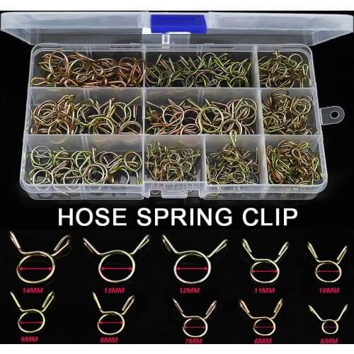 250 Hose Clips Fuel Line Hose Tubing Spring Clip kit Oil Pipe Air Tube Clamps Sets 5-14mm Spring Clips For Tools Parts