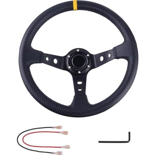 Aluminum Car Deep Dish Steering Wheel JDM Racing Sports Drifting 3 Black Spoke