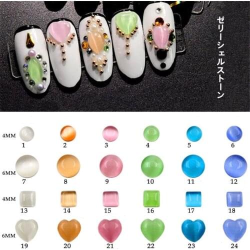 50 pcs/pack Jelly Shell Stone 3D Nail Art Decorations Water Drop Cat Eyes Style Design Jewelry Manicure Design Accessories 01-24