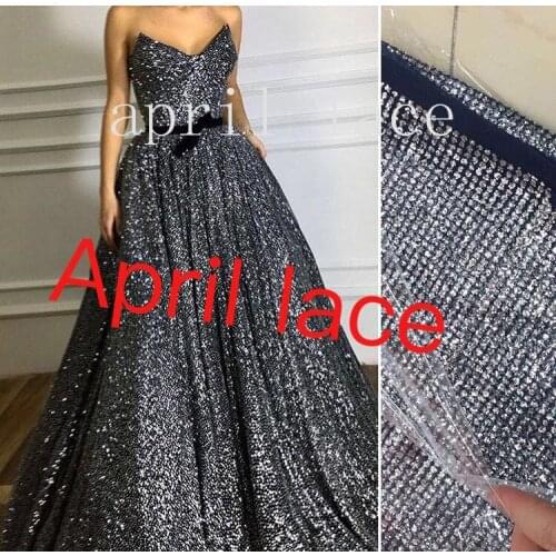 5yards/bag ZH01# silver grey glitter dark blue mesh tulle hand print lace for evening dress/sawing/wedding